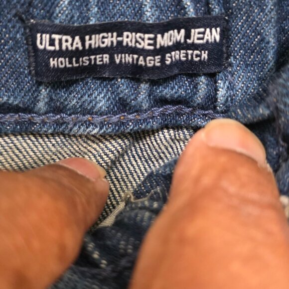 Hollister Women's Western High-Elastic Waisted Tapered Denim Jeans W26 L27 Blue - Picture 7 of 7